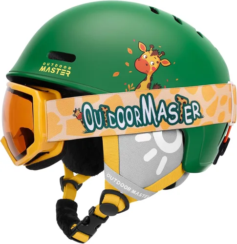 Miniatura 10 de OutdoorMaster - Juego de casco y gafas de esquí para niños, casco de snowboard, carcasa de PC duradera y espuma EPS, casco de nieve con 12 Blanco