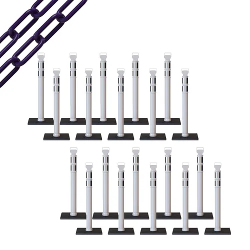 Miniatura 53 de Trafford Industrial - Juego de 20 postes de delineador de 45 pulgadas, collares reflectantes de 3 pulgadas, base de goma de 10 libras