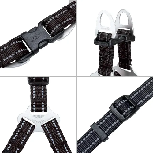 Miniatura 2 de EXCELLENT ELITE SPANKER Arnés sin tirones ajustable de nailon fácil de poner, correa para el pecho con reflectante y anillo de correa para perros