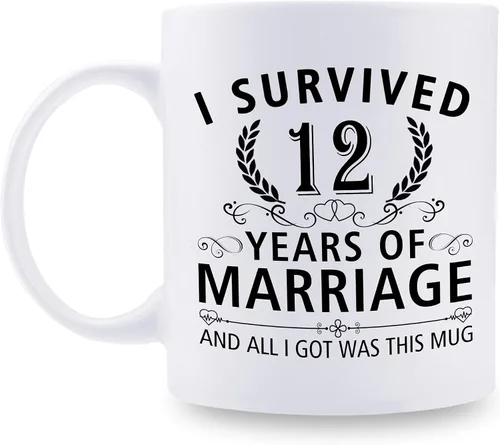 Miniatura 15 de Taza de café de 11 onzas con texto en inglés "I Survived 50 Years of Marriage and All I Got Was This Cup" para el 50 aniversario de boda y para él