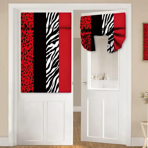 Cortinas de puerta negras y rojas para ventanas de puerta, estampado de leopardo y cebra, cortinas de ventana para puerta de vidrio francesa,