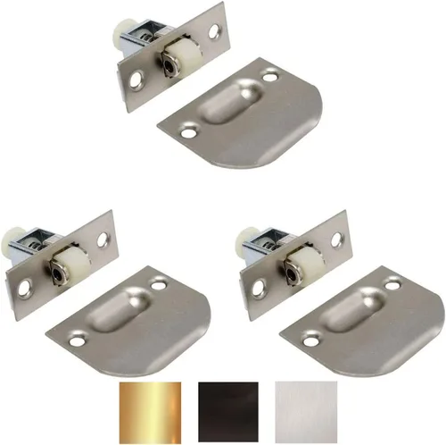 Miniatura 3 de Litepak Pestillo de rodillo ajustable para muebles, armario, puerta con placa de golpeo y tornillos (paquete de 1, bronce aceitado)