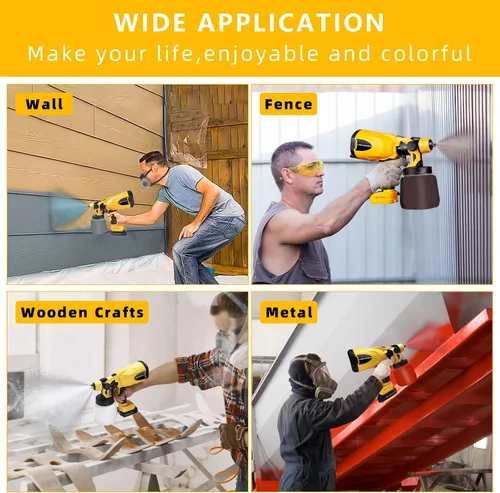 Miniatura 6 de Pulverizador de pintura inalámbrico sin aire para batería Dewalt de 20 V MAX (solo herramienta) HVLP con motor sin escobillas de 800 W, 4 boquillas