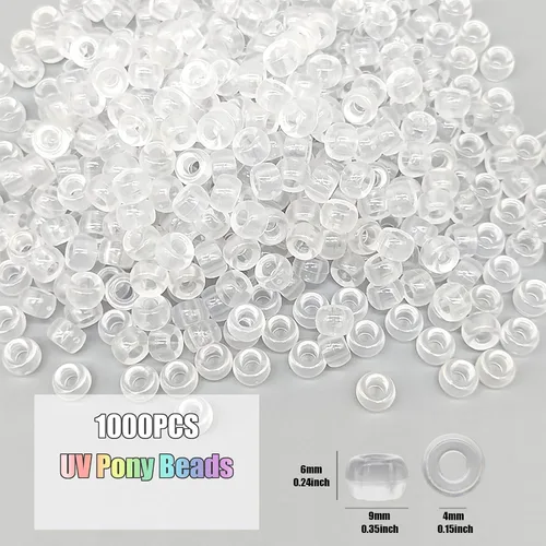 Miniatura 3 de 1000 pulseras de cuentas de pony UV, cuentas mágicas solares de 0.315 pulgadas, cambio de color para collares, cuentas de pelo, llavero, fabricación