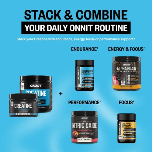 Miniatura 11 de ONNIT Polvo de monohidrato de creatina, IGEN(TM) probado sin OMG, 0.18 oz de creatina premium para fuerza muscular, potencia y masa magra, apoya