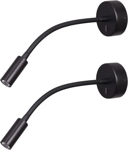 Miniatura 12 de Lámpara de lectura de pared, apliques de luz LED, 3 W, blanco cálido, 3000 K, enchufe para lectura de libros (2 unidades, cable de 3000 K)