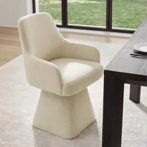 Miniatura 46 de KISLOT Juego de 4 sillas de comedor giratorias, tapizadas de mediados de siglo con respaldo alto, sillas de cocina de tela de lino para comedor, Una