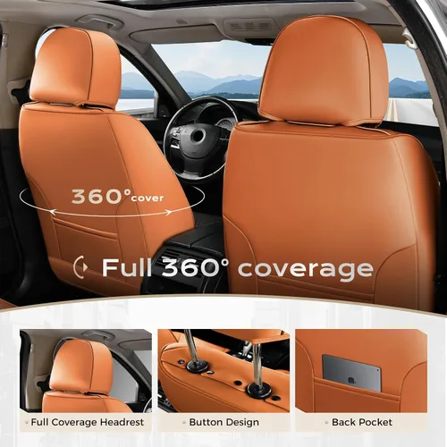 Miniatura 6 de Coverado Juego completo de fundas de asiento de automóvil, fundas de asiento negras para asientos delanteros y traseros de automóvil, protector