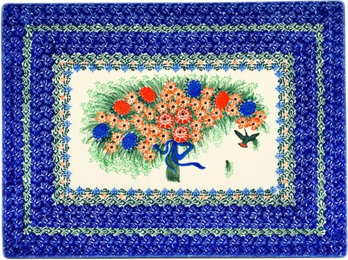 Miniatura 3 de Hoja de galletas de cerámica polaca de 15¼ pulgadas hecha por Ceramika Artystyczna (tema de esplendor de grúa en tulipán) Signature UNIKAT +