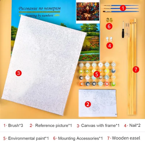 Miniatura 6 de Kit de pintura por números para adultos, pintura por números para adultos principiantes, pintura sobre lienzo, bricolaje para niña encantadora por