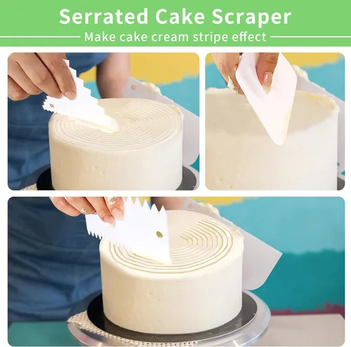 Miniatura 3 de Raspador de pasteles, juego de raspador más suave para pasteles, raspador de masa, herramienta pulidora de raspador de glaseado, peine de decoración