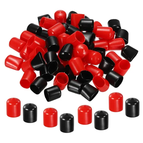 Miniatura 77 de MECCANIXITY 50 unids tapas de goma Surtido de 0.079 in PVC vinilo tornillo rosca protector para tornillo tornillo negro rojo
