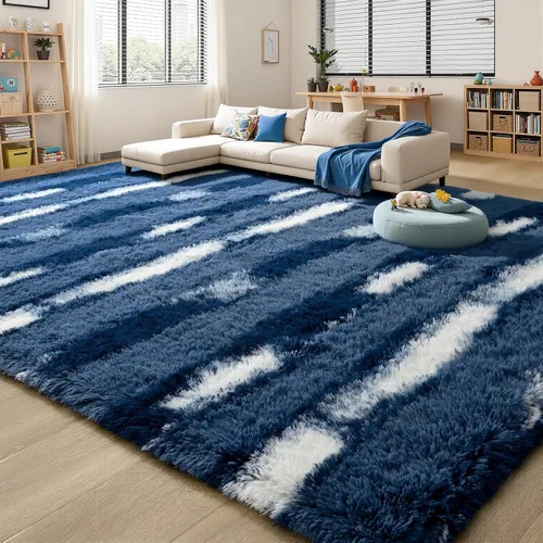 Miniatura 23 de Alfombras de Pasillo Suaves de Color Azul Marino para Dormitorio, Alfombra de Cabecera de 2x6 pies, Alfombras Esponjosas de Felpa, Alfombra de Área