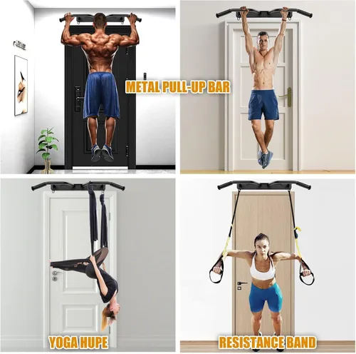 Miniatura 3 de Kipika - Barra de dominadas de gran resistencia para montar en la puerta, barra multifuncional para flexiones, barra de fitness portátil