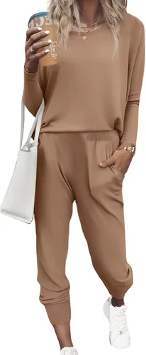 Miniatura 143 de Ekouaer Conjunto de pijama de manga larga para mujer, ropa de dormir suave con cuello redondo y bolsillos