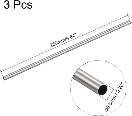 Miniatura 2 de uxcell Tubo capilar de acero inoxidable 304, OD 0.256 in x 0.008 in pared gruesa 9.843 in longitud tubo de metal para maquinaria industrial, 3 unids