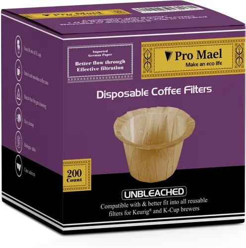 Miniatura 16 de Pro Mael Filtros de café desechables K Cup de papel para cafeteras Keurig de una sola porción 1.0 y 2.0, uso con cápsulas reutilizables K Cup