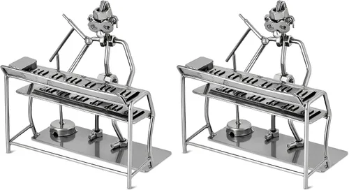 Miniatura 6 de Broadway Gift - Figura de cantante de teclado en tono plateado de 6 pulgadas, estatua de jugador de teclado de piano de metal, figura de músico