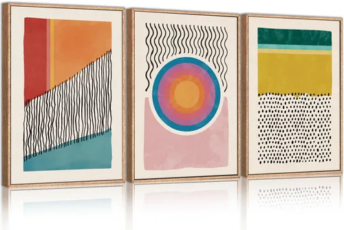 Miniatura 49 de HPINUB - Lienzo decorativo abstracto moderno para pared, juego de 3 impresiones artísticas enmarcadas, pintura de pared grande en blanco y negro, 16