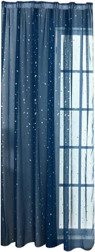 DECHOUS Cortinas transparentes de gasa azul marino de lujo para sala de estar, dormitorio, ventana de tul