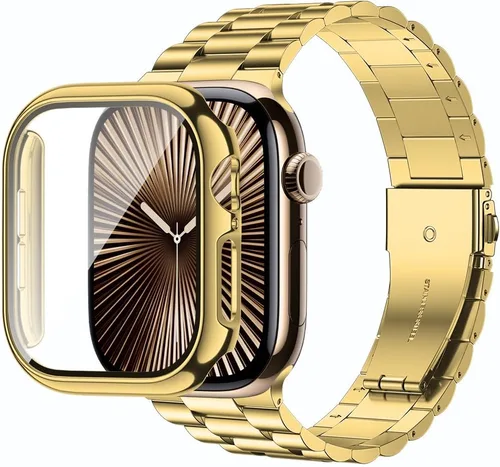 Miniatura 11 de baozai Compatible con Apple Watch Band de 1.496 pulgadas con funda, correa para iWatch de acero inoxidable con funda protectora de pantalla
