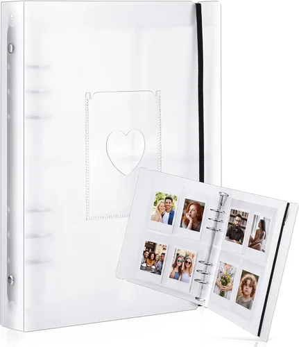 Spakon Mini álbum de fotos con 20 carpetas interiores de 6 anillos para tarjetas fotográficas A5 Kpop, portatarjetas para libros, carpetas
