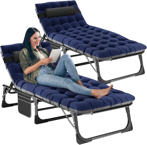 Miniatura 9 de LILYPELLE Sillón reclinable plegable para exteriores con colchón, 5 posiciones ajustables para patio, sillas reclinables, perfectas para exteriores
