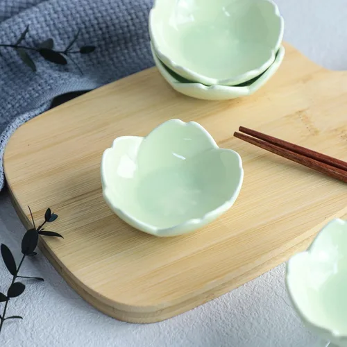 Miniatura 4 de WAIT FLY Hermosos platos de cerámica con forma de Sakura de 3 pulgadas, soportes para bolsas de té, platillo de ketchup / platos