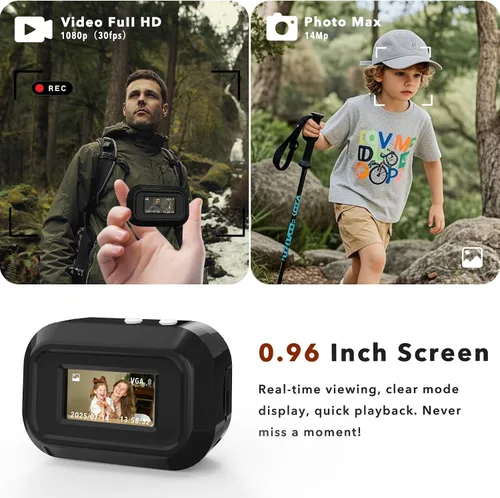Miniatura 3 de Mini cámara con llavero con 14M 1080P FHD, mini cámara digital de bolsillo, pequeñas cámaras portátiles de 0.96 pulgadas, grabadora de video
