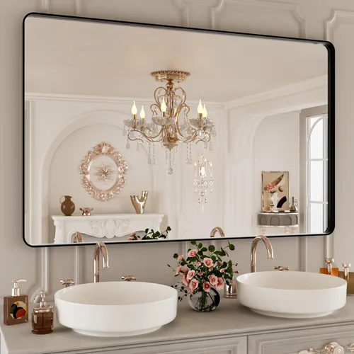 Miniatura 90 de Espejo de baño LED de 72 x 36 pulgadas, retroiluminado y frontal iluminado, espejo de tocador grande iluminado con luces, antiniebla, regulable