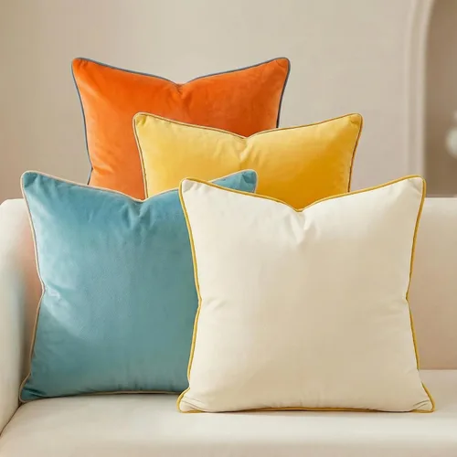 Mecatny Juego de 4 fundas de almohada de terciopelo de 18 x 18 pulgadas, fundas de almohada decorativas suaves y coloridas para sofá, sala de estar,