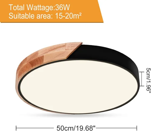 Miniatura 8 de EDISLIVE Lámpara de techo regulable de 19 pulgadas, moderna, minimalista, LED, forma redonda, madera, metal y acrílico, lámpara de techo empotrada