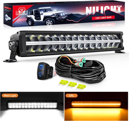 Miniatura 11 de Nilight Barra de Luz LED con DRL Ámbar de 16 Pulgadas 120W Luz Todoterreno Anti-Deslumbrante Combo Inundación Punto LED Luz de Conducción IP68