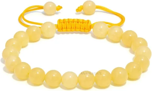 Miniatura 112 de Adjustable Crystal Bracelet – Gemstone Bead Bracelet with Adjustable Macrame String – Chic Gemstone Bracelet for Men and Women – 8mm Round Healing