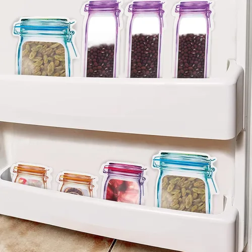Miniatura 7 de Paquete de 18 bolsas reutilizables para refrigerios, con cremallera en tarro de masón, bolsas de almacenamiento a prueba de fugas para viajes