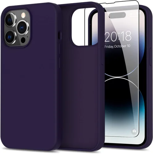Miniatura 46 de bemal Funda para iPhone 14 Pro con protector de pantalla, silicona líquida de ajuste delgado, forro de microfibra suave, diseñada para mujeres