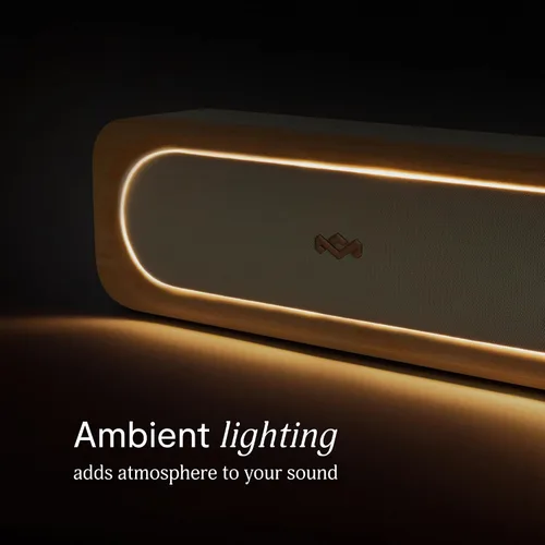 Miniatura 5 de House of Marley Get Together 3 bocina Bluetooth, 10 horas de reproducción, carga rápida USB-C, modos de sonido EQ, luz LED ambiental, rango Crema