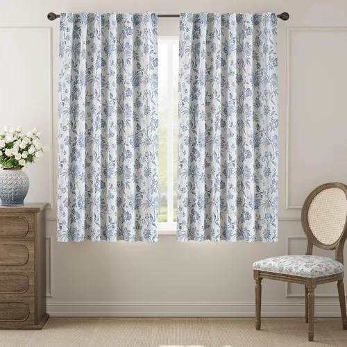 Miniatura 40 de jinchan Cortinas Opacas Florales para Dormitorio, 63 Pulgadas de Largo Cortinas Opacas con Estampado de Flores, Estilo Campo Francés con Pestañas
