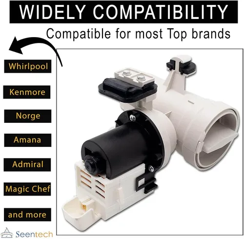 Miniatura 3 de Seentech W10130913 W10730972 - Bomba de drenaje para lavadora compatible con lavadora Whirlpool Kenmore – Reemplaza 8540024 W10117829 W10183434