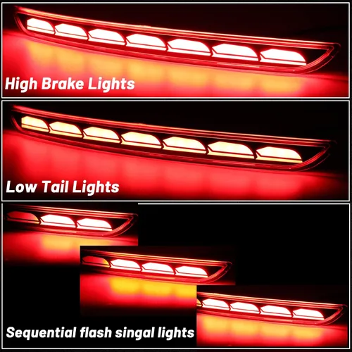 Miniatura 4 de Reflectores LED rojos para parachoques trasero, luces antiniebla, de freno, de cola, de señal de giro, plug and play, compatibles con Honda CIVIC
