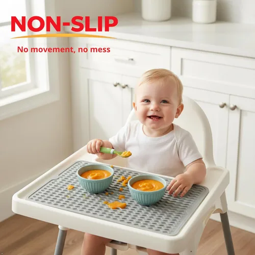Miniatura 4 de Tapete de secado de silicona de 16 x 12 pulgadas, tapete antideslizante gris para encimera de cocina, almohadilla de platos resistente al calor