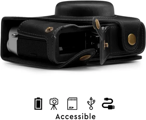 Miniatura 6 de MegaGear MG1892 Ever Ready - Funda de piel auténtica para cámara compatible con Fujifilm X100V, color negro