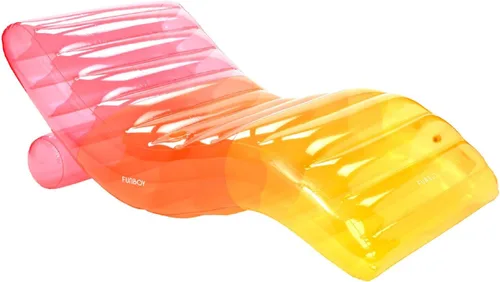 FUNBOY Tumbona Chaise Inflable Gigante de Lujo Transparente Arcoíris, Silla Flotador de Piscina para Adultos, Perfecto para una Fiesta de Verano en