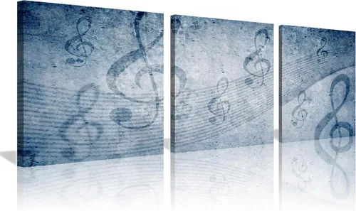 Miniatura 10 de 3 piezas de lienzo musical para pared, impresiones de notas musicales abstractas, coloridas ilustraciones de ondas sonoras, claves agudas
