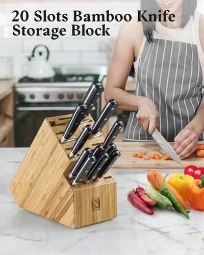 Miniatura 5 de Cook N Home - Bloque para guardar cuchillos de bambú, 19 ranuras