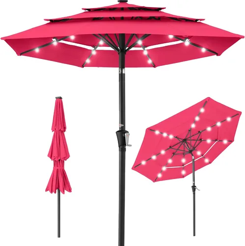 Miniatura 22 de Best Choice Products - Sombrilla solar de 10 pies de 3 niveles para patio, sombrilla de sol para exteriores, mercado, patio trasero, terraza, junto