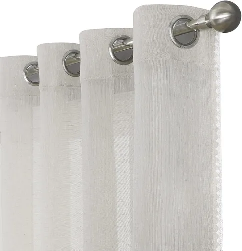 Miniatura 8 de Selectex - Cortinas transparentes de lino natural con bordes semitransparentes