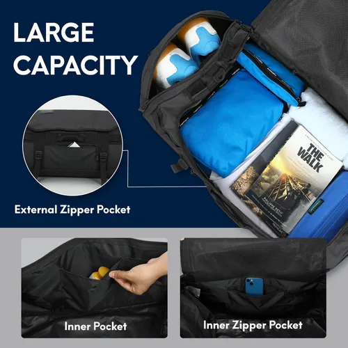 Miniatura 4 de Haimont Mochila de lona, bolsa de viaje con compartimento para zapatos, resistente al agua, para hombres y mujeres, viajes diarios,