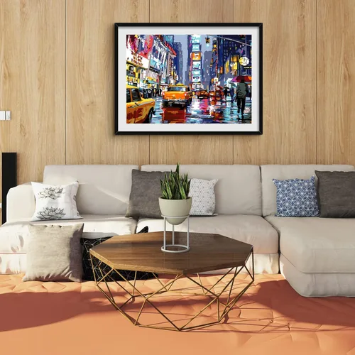 Miniatura 4 de QUITEDEW Kit de pintura por números para adultos, Times Square para adultos, kits de pintura por números, paisaje de calle, pintura cuadrada