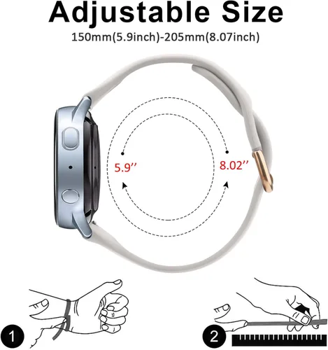 Miniatura 4 de Paquete de 3 correas deportivas delgadas para Samsung Galaxy Watch Active 2/Samsung Galaxy Active Watch de 1.575 pulgadas, 1.732 pulgadas, correas